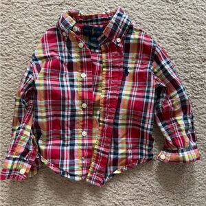 Ralph Lauren Plaid Cotton Poplin Button-Up Long Sleeve Shirt